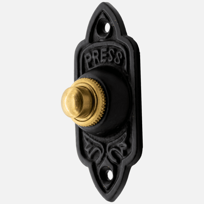 Hovedbilde Ringeklokke - Sort med messing knapp 